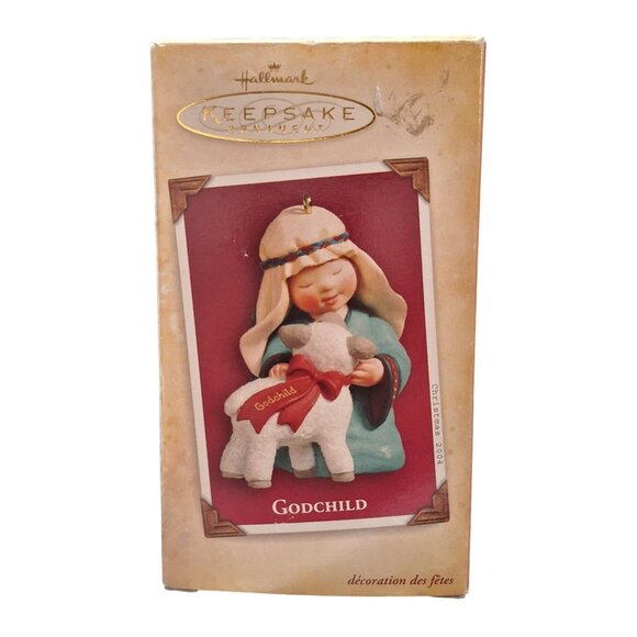 Hallmark Keepsake Ornament Godchild With Lamb 2004 Handcrafted Christmas Decorat - Picture 1 of 9